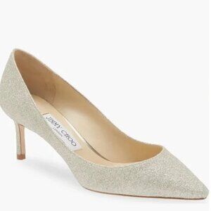NEW Jimmy Choo Neutral Romy Dusty Glitter Pumps 38.5 wedding